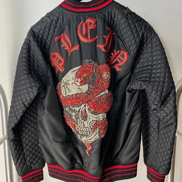 PHILIPP PLEIN NYLON JACKET "SKULL SNAKE RED" - Picture 3 of 10